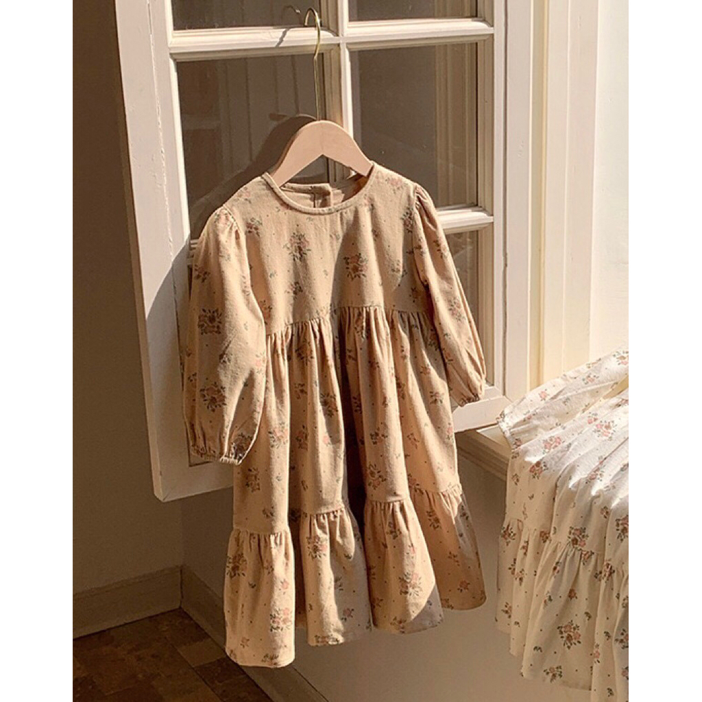 Kejora - Judy dress anak perempuan lengan panjang lebaran bunga coklat terusan cewe korea style
