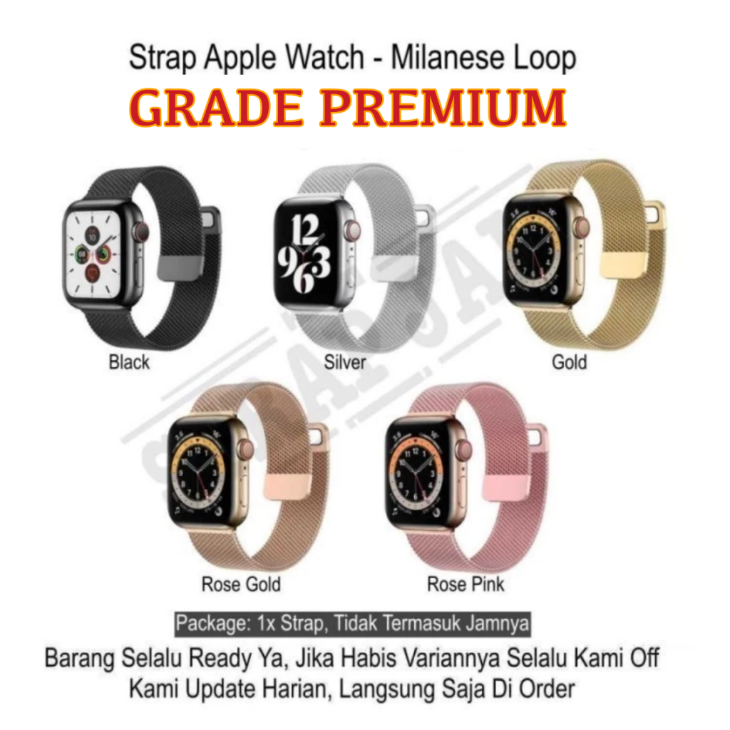 Tali Jam Apple Watch Seri 10 11 Size 42mm 46mm - Strap Milanese Loop Magnetic Metal