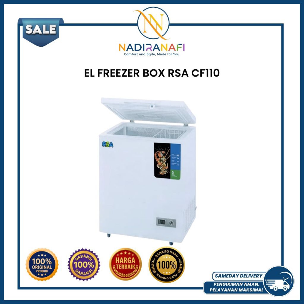 Chest Freezer RSA CF110 Freezer Box 96‑100L Chest Freezer Box Simpan Daging & Frozen Food