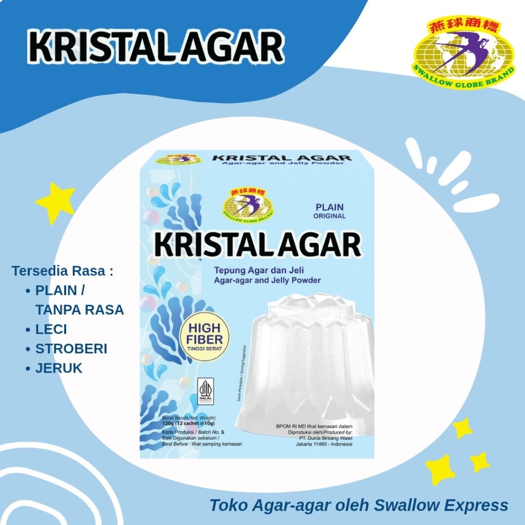 KRISTAL AGAR JELLY - SWALLOW GLOBE Sekotak Isi 12 Sachet