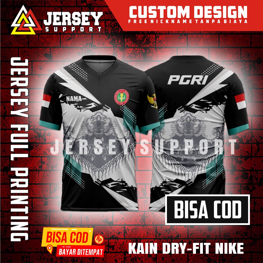 Kaos Seragam PGRI Pria / Baju Guru Jersey PGRI Pria / Jersey Olahraga Guru Batik PGRI Full Printing