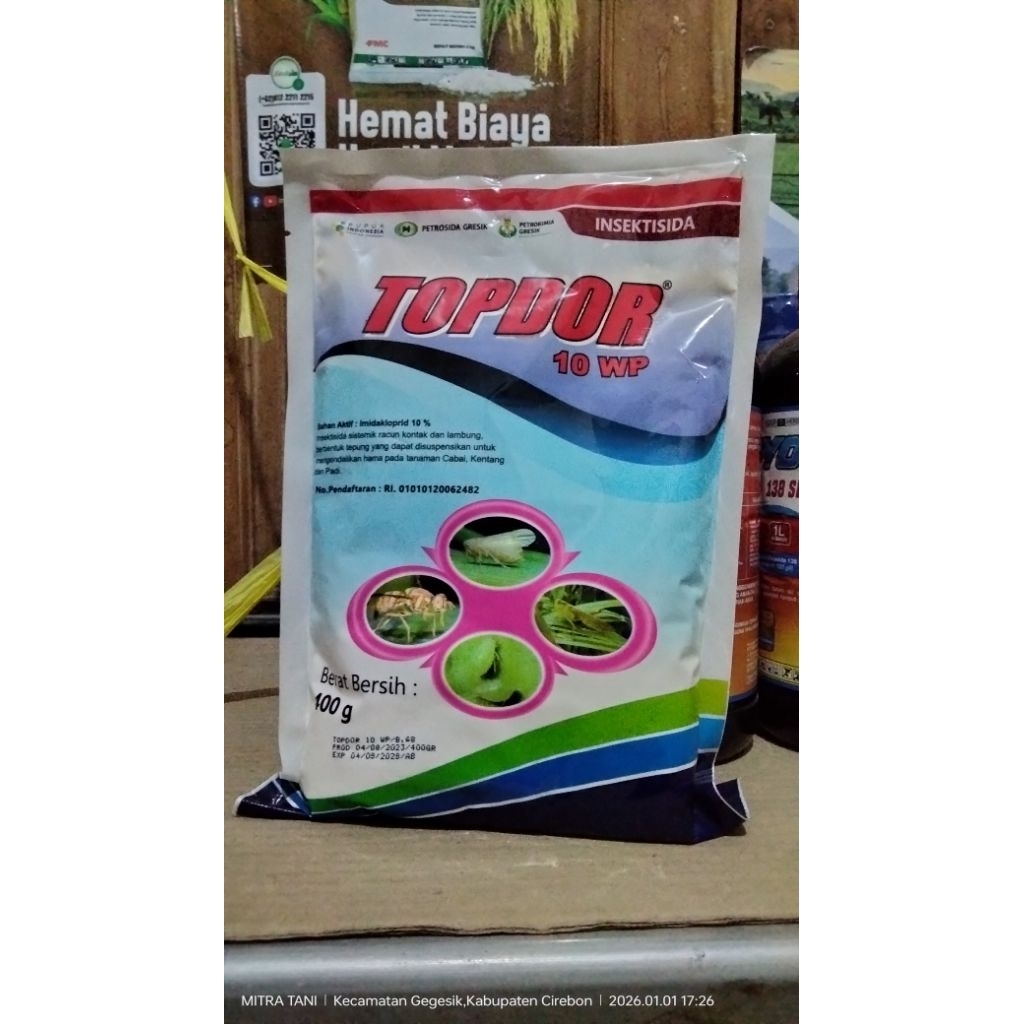 TOPDOR 10WP IMIDAKLOPRID 400GR Insektisida racun sistemik wereng cokelat thrips dan belalang
