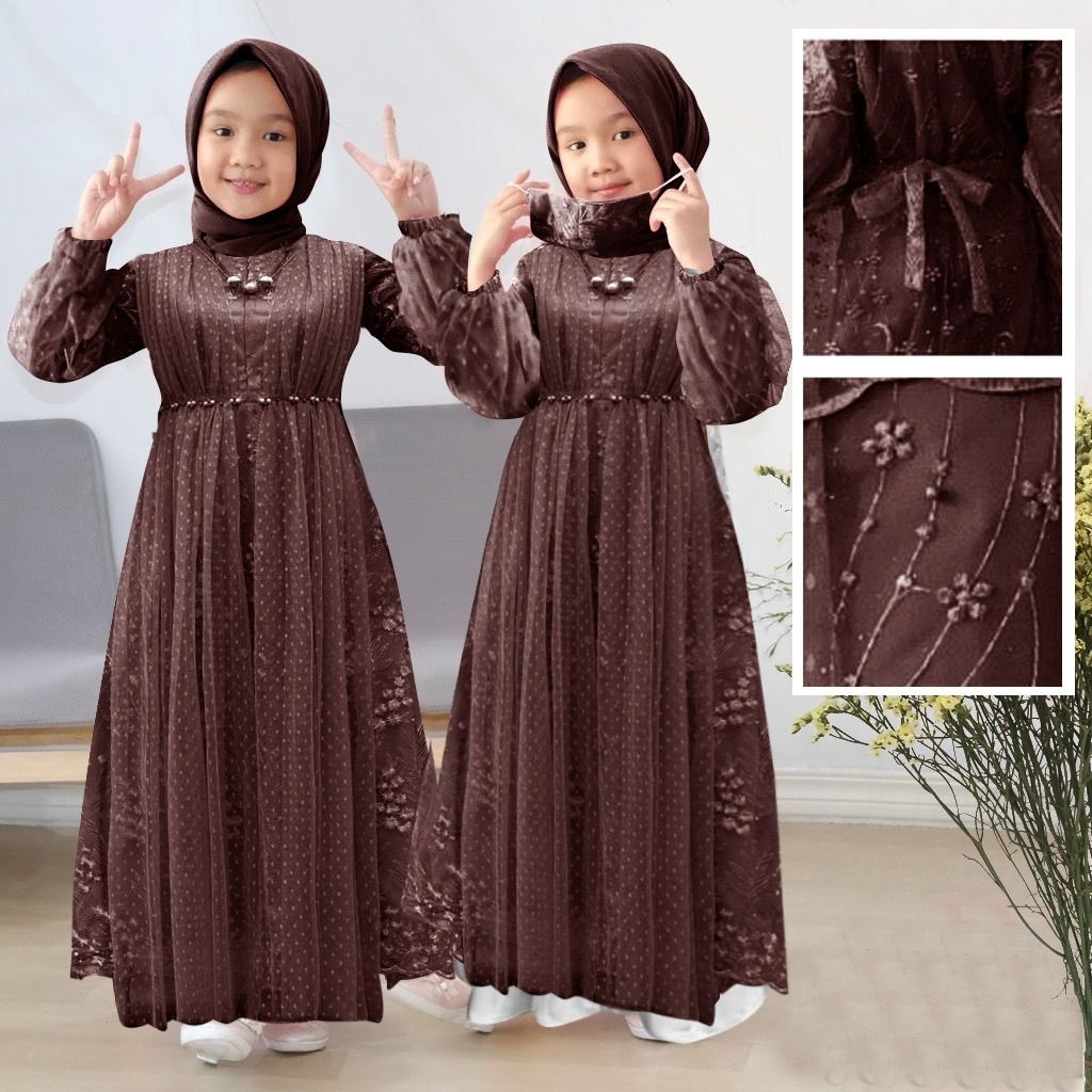 GAMIS DRESS ANAK JESIKA KID TERBARU 2026 ( M L XL XXL XXXL) GAMIS BRUKAT ANAK PESTA MUSLIM/DRESS KID