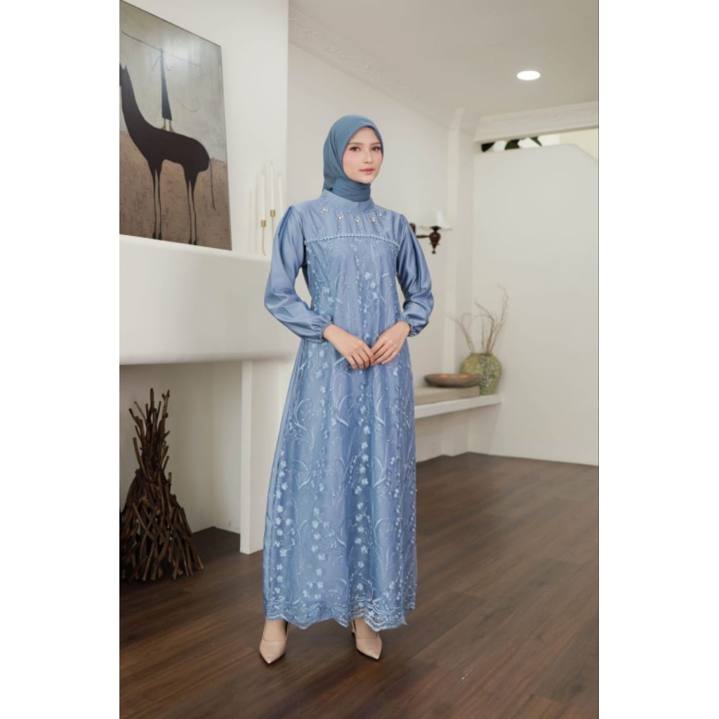 MANDA DRESS LUXURY GAMIS BROKAT SATIN PREMIUM