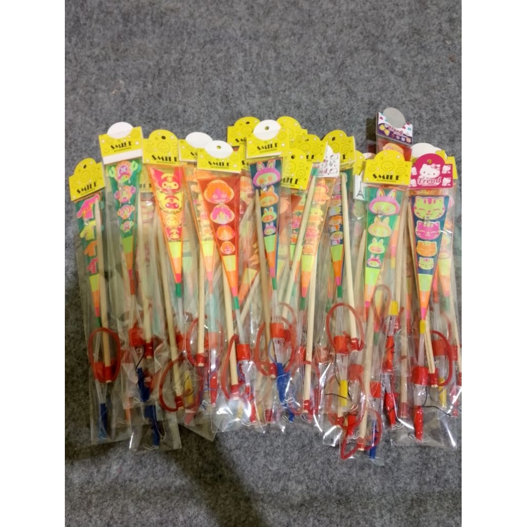 mainan meteor kitiran lampu terbang sablon 3 lampu led