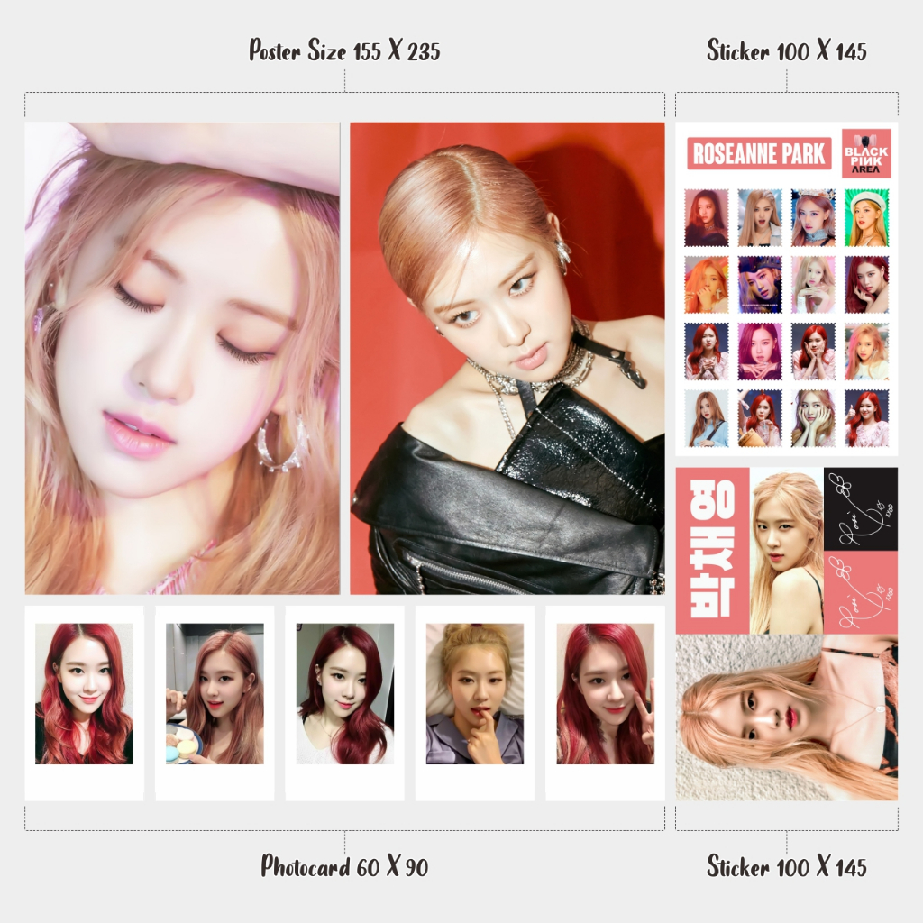 Blackpink Rose Fankit Paket Mini Poster Sticker Polaroid