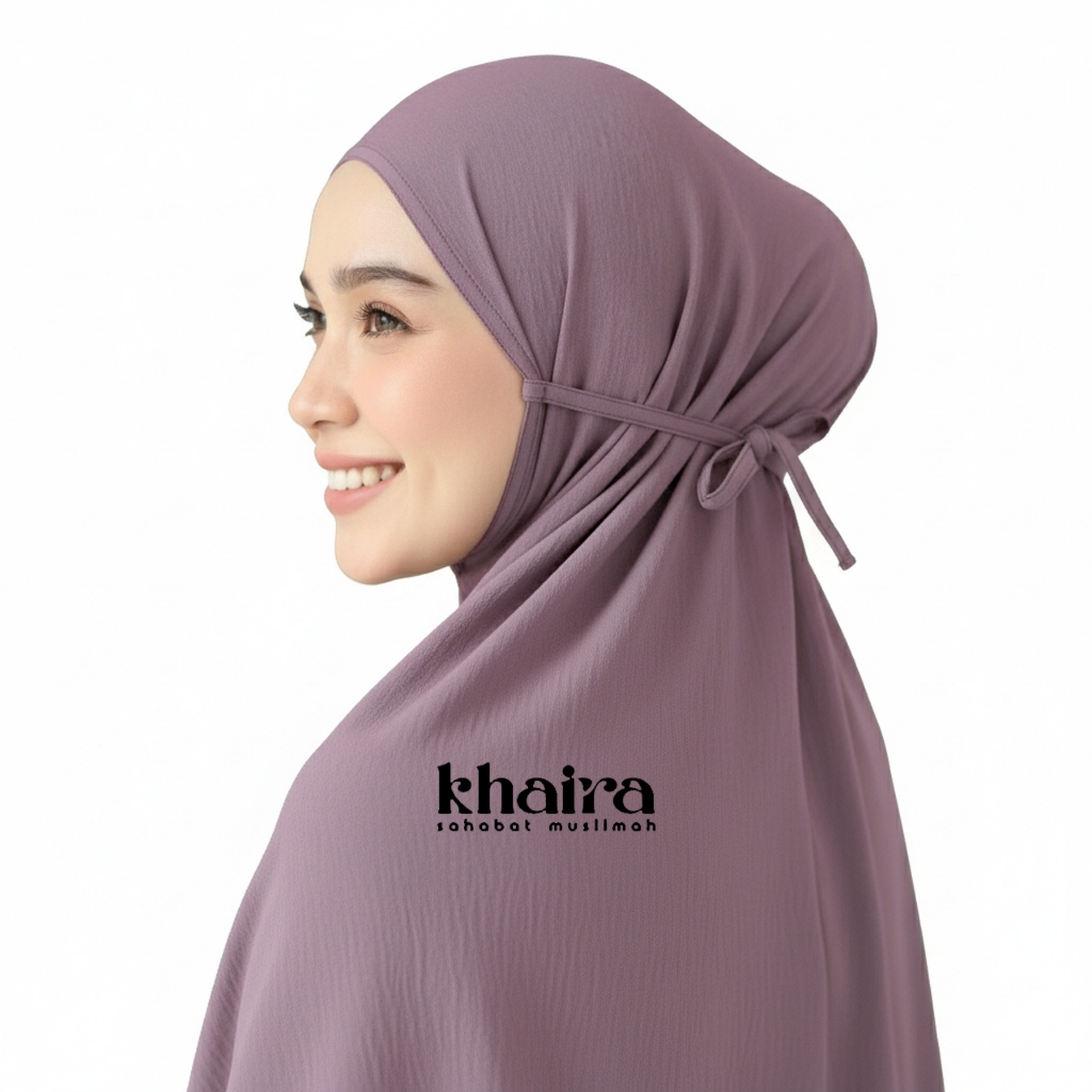 Khaira | Bergo Maryam Tali Jilbab Instan Hijab Jumbo Non Pet Bahan Crinkle Airflow Premium L XL XXL