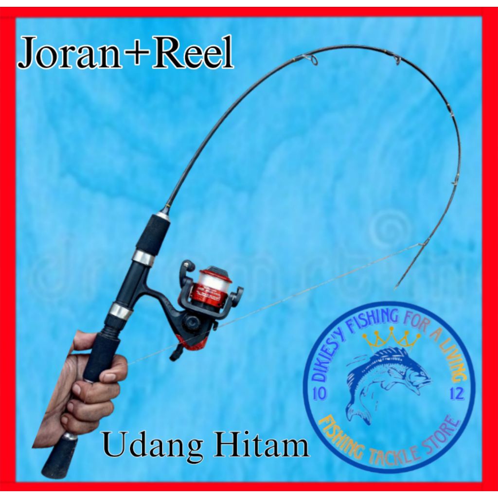 Satu set Joran Udang hitam lentur dan anti patah Termurah