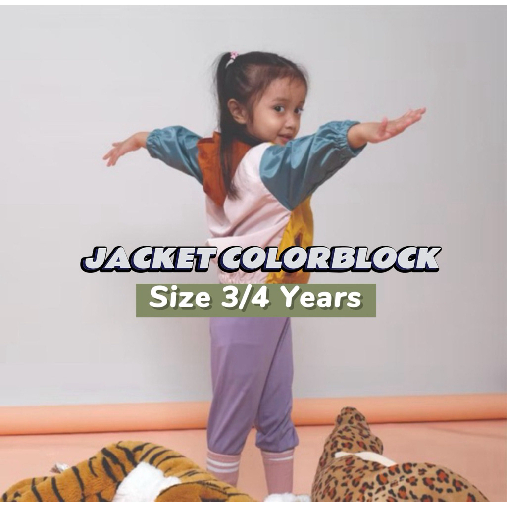 [MAISON ELMESA] JACKET COLORBLOCK | WATER RESISTANT | JACKET ANAK | SIZE 3-4Y