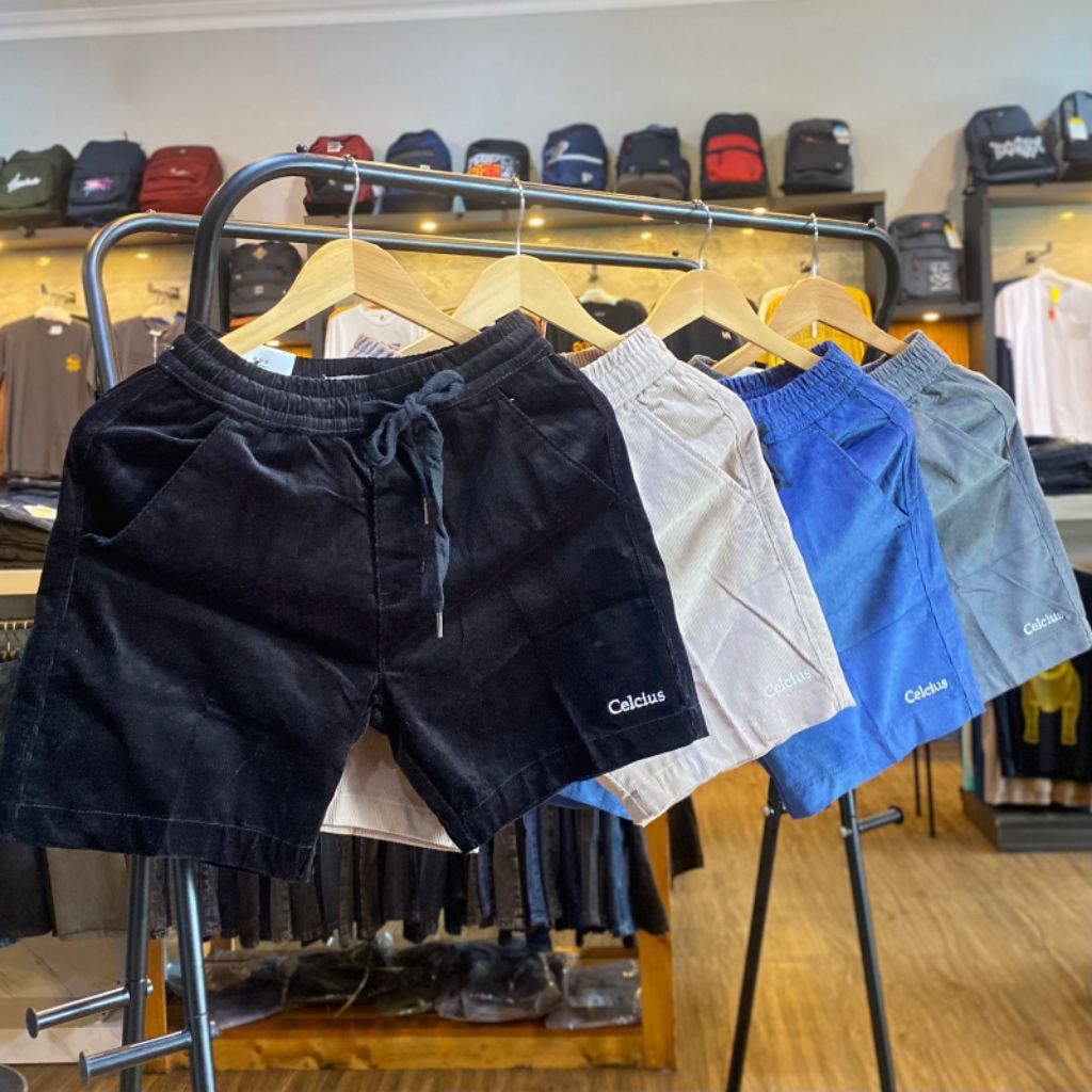 Celana Pendek Corduroy Pria Celcius | Pinggang Karet Casual Daily Wear