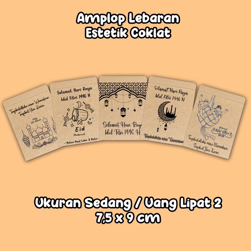 Amplop Lebaran Estetik Coklat Ukuran Sedang
