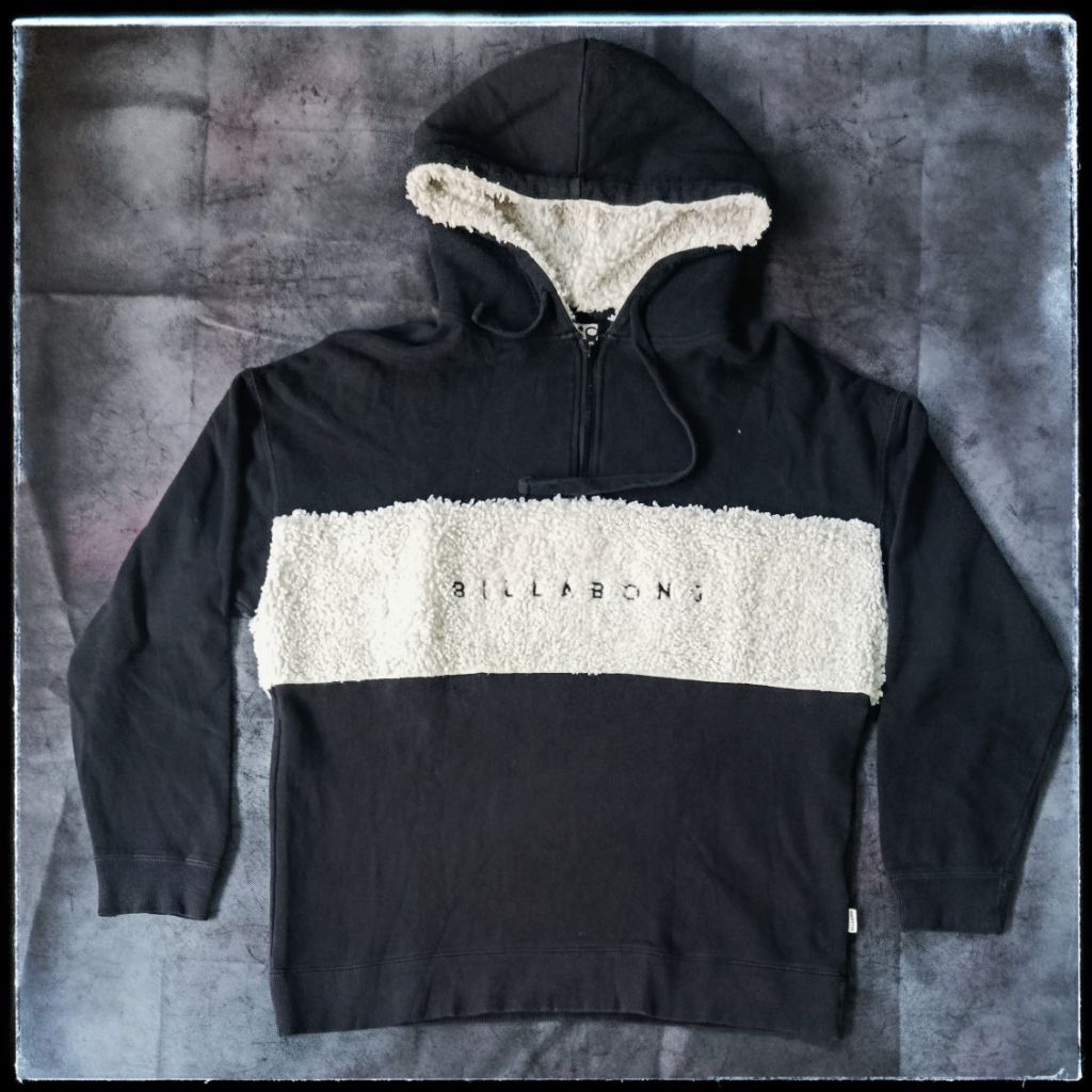 BILLABONG Hoodie vintage half zipper sherpa size XL