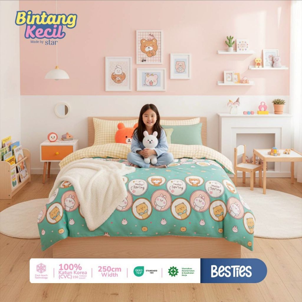 Sprei Katun Lokal Motif ANAK BEAR FOREST Kekinian LUCU (ANTI GESER) ALL SIZE Homemade