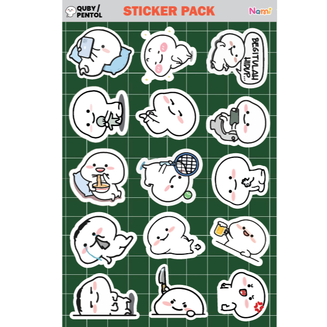QUBY PENTOL STIKER 15PCS STIKER QUBY PENTOL STIKER LUCU WATERPROOF STIKER HELM/TUMBLER/LAPTOP