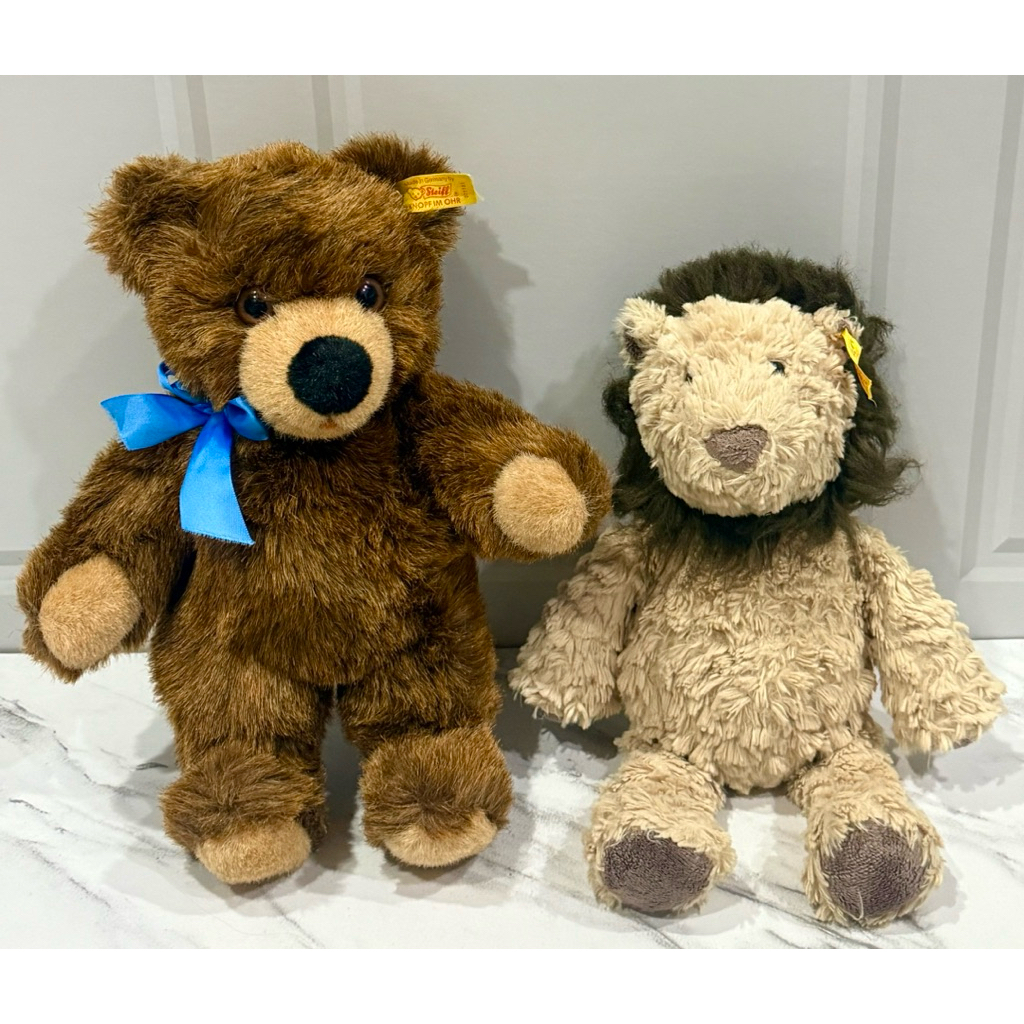 Boneka Plushie Soft Cuddly Lionel Lion & Teddy Bear Molly Steiff