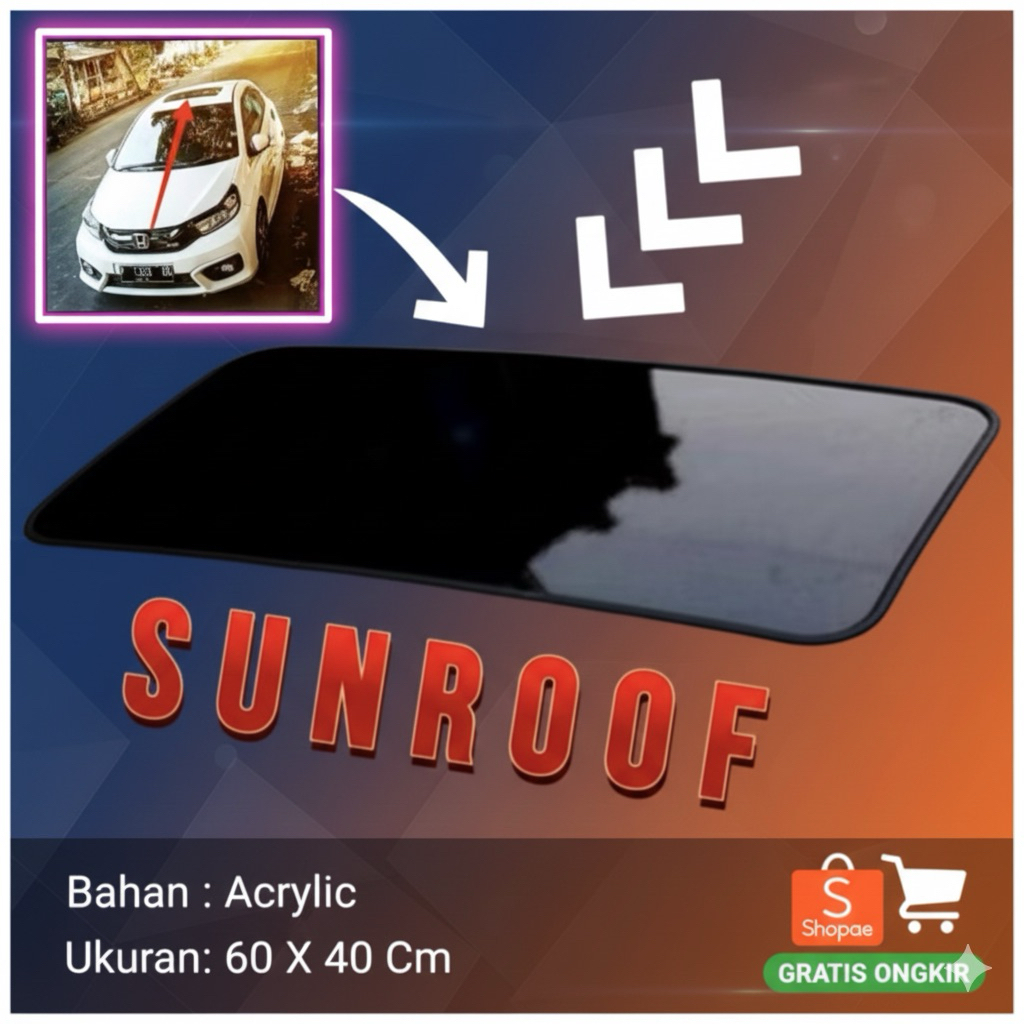 DUMMY SUNROOF MOBIL UNIVERSAL Size 60 X 40 CM | Avanza | Xenia | Agya | Ayla | Brio | Jazz |  Sigra