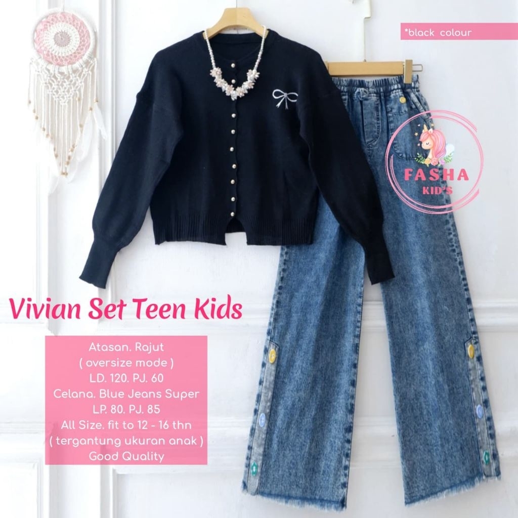 Rena set teen kids Setelan anak perempuan jeans premium ori