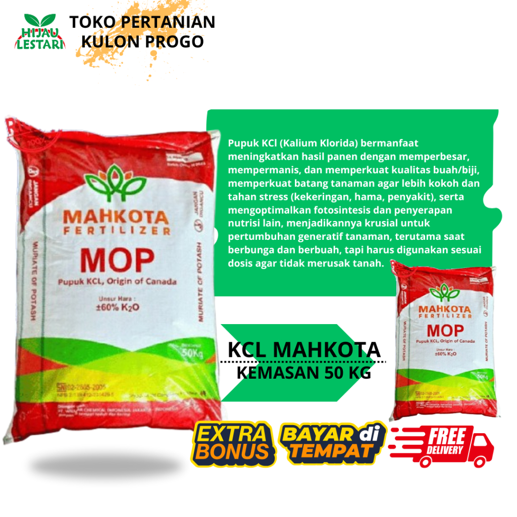 Pupuk KCL Mahkota 50 KG KEMASAN PABRIK ORIGINAL