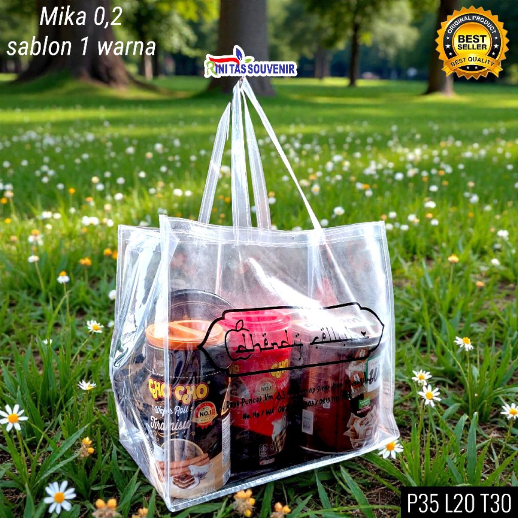 TAS MIKA 0,2 TRANSPARAN TAS MIKA TRANSPARAN SABLON TAS MIKA TEBAL BEST SELLER