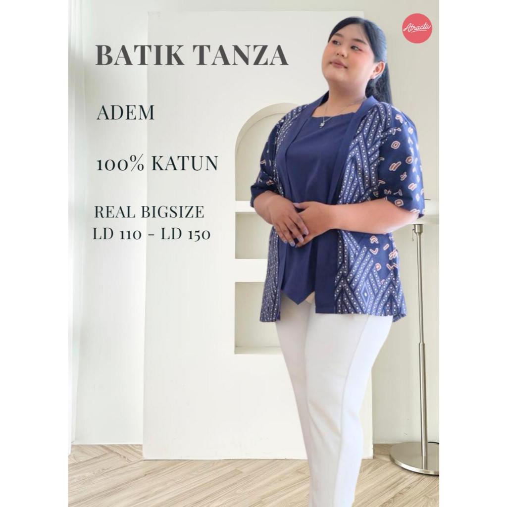 ATRACTIV Kebaya Batik Kutubaru Jumbo Wanita LD120 LD130 LD142 LD150 Atasan Batik Lengan Pendek