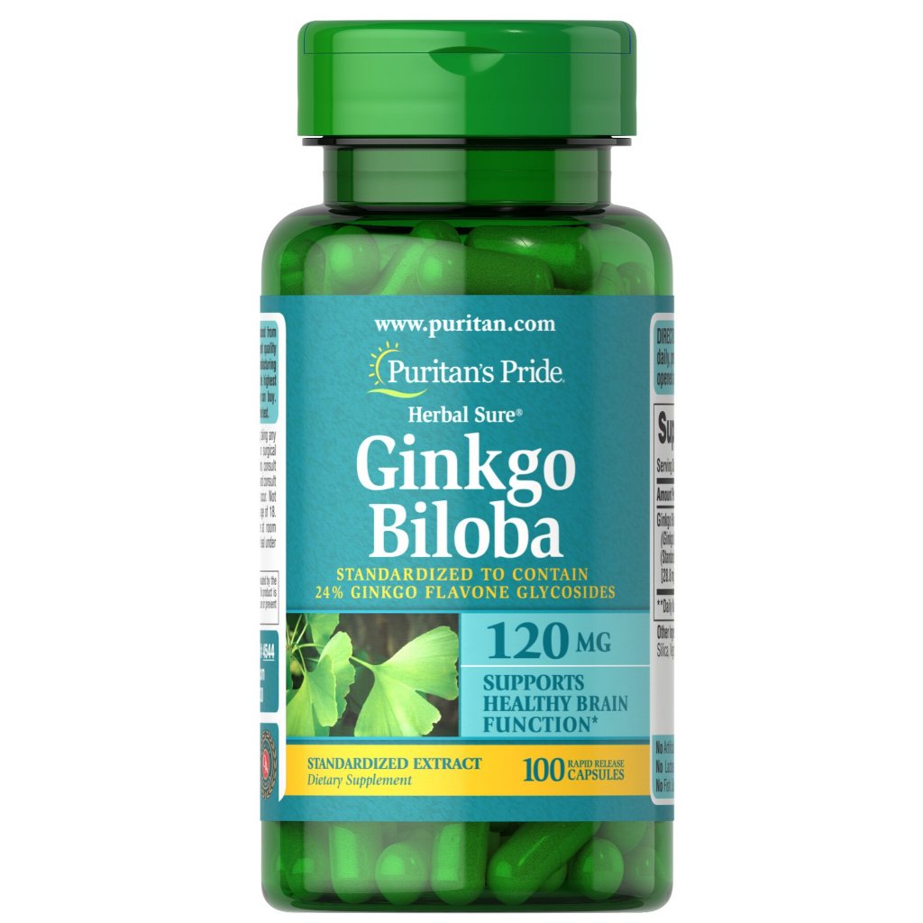 Puritan Ginkgo Biloba 120mg isi 100 Caplets untuk Meningkatkan Fungsi Otak