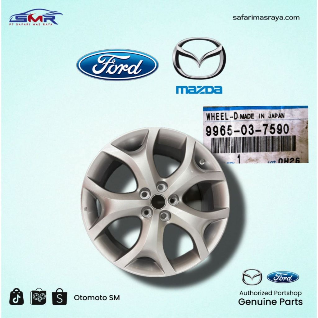 Velg Silver Ring 19X7 1/2J Offset 50 Mazda CX 7 2010-2013 ORIGINAL 9965037590