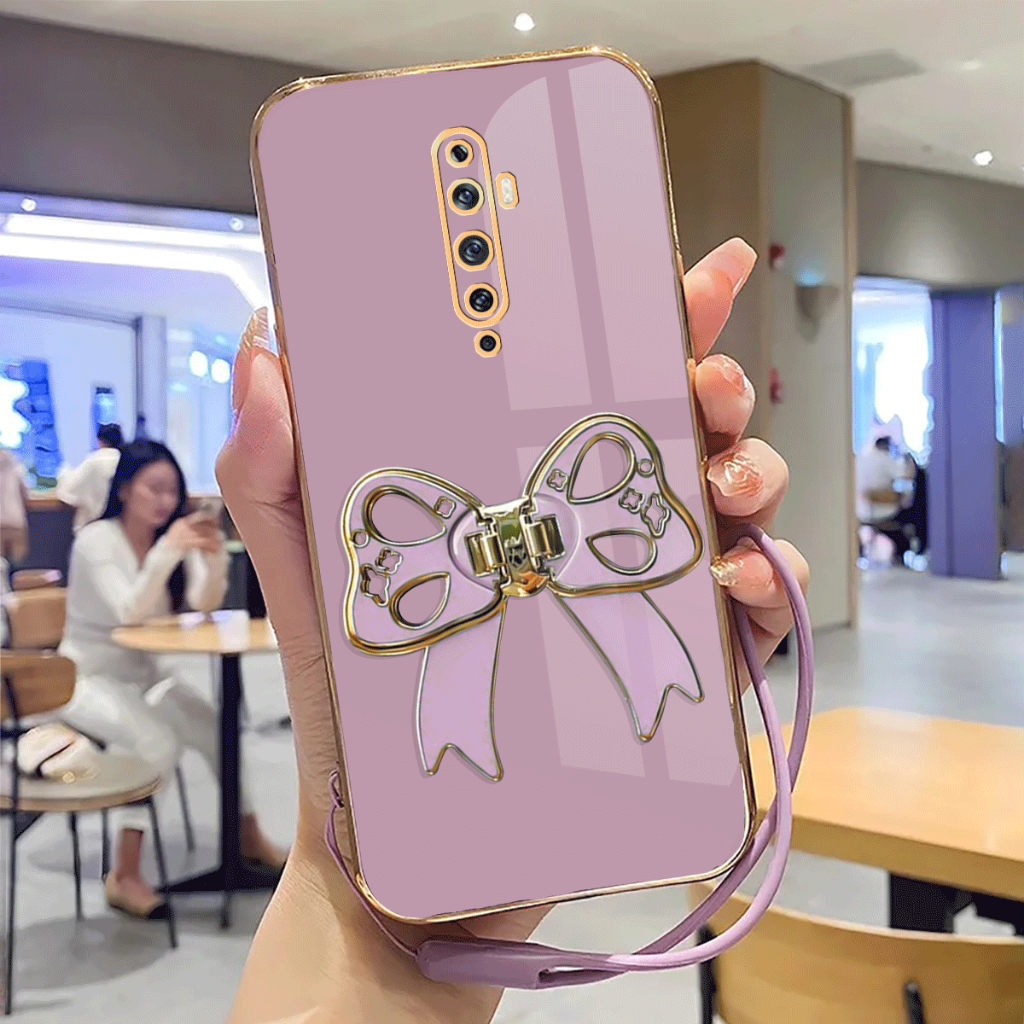 Soft Case Oppo Reno 2F, 2Z Casing Plating Luxury With Ring Stand