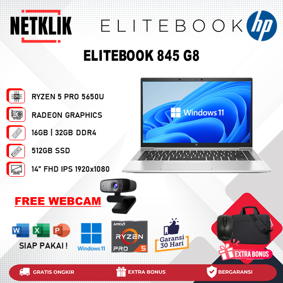 Laptop HP Elitebook 845 G8 Ryzen 5 Pro 5650U RAM 32GB 512GB SSD IPS WIN11PRO Silver