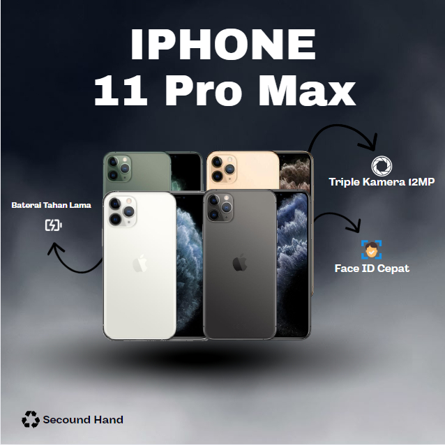 iPhone 11 Pro MAX 64GB 256GB IMEI Terdaftar Tangan Kedua 100%ORI