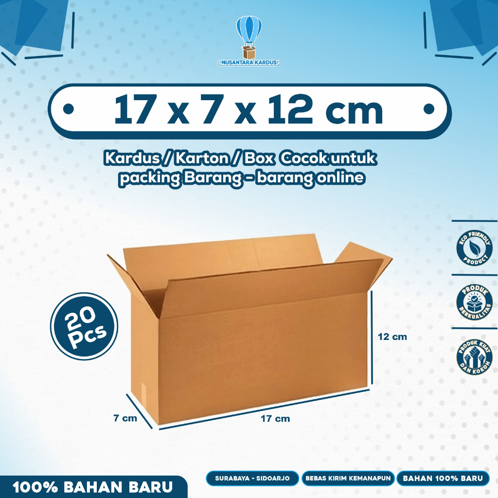 (Isi 20pcs) Kardus Packing 17x7x12 | Box Packing | (Isi 20pcs) Kardus Packing