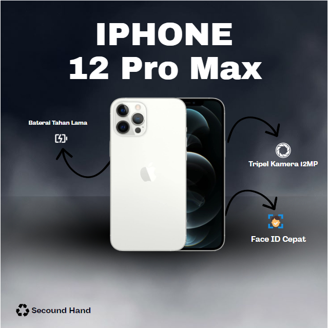 iPhone 12 Pro MAX 64GB 256GB IMEI Terdaftar Tangan Kedua 100%ORI