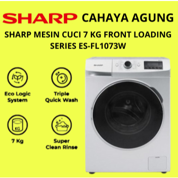 SHARP MESIN CUCI 7 KG FRONT LOADING SERIES ES-FL1073W ESFL1073W ESFL 1073W ESFL1073 W ES FL1073W ESF