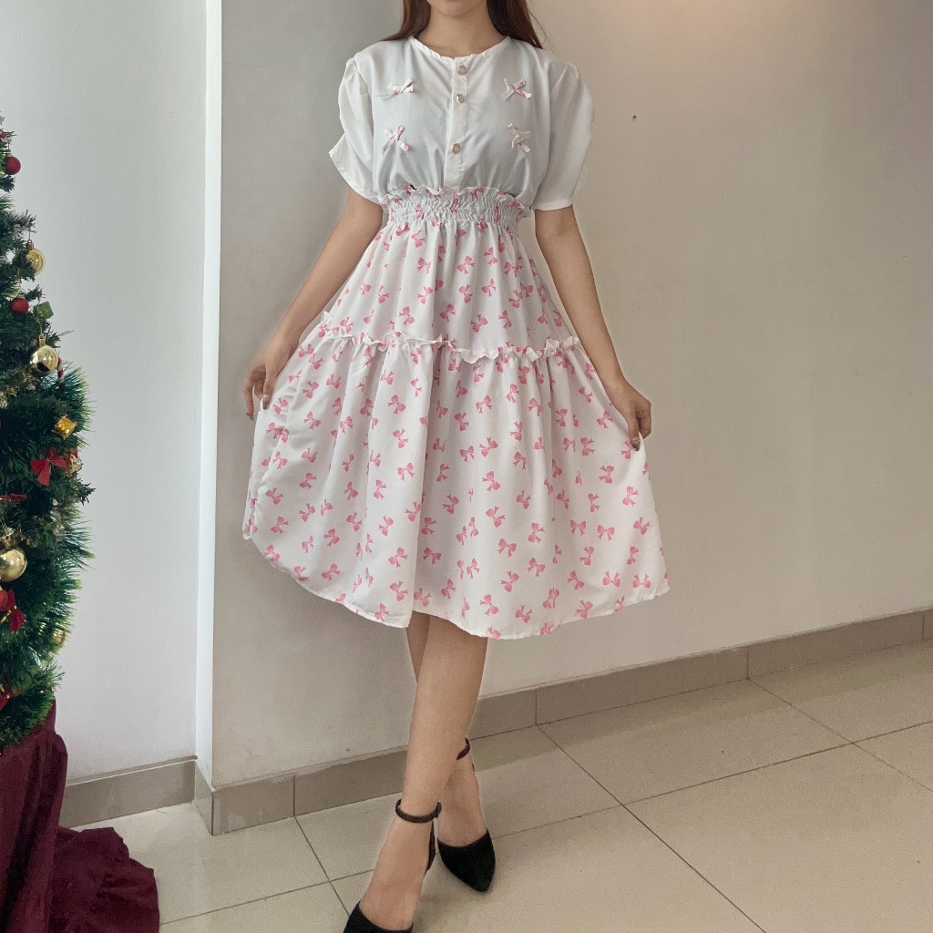 RX FASHION - BERLINDA DRESS / MOTIF BUNGA / DRESS CASUAL -PN