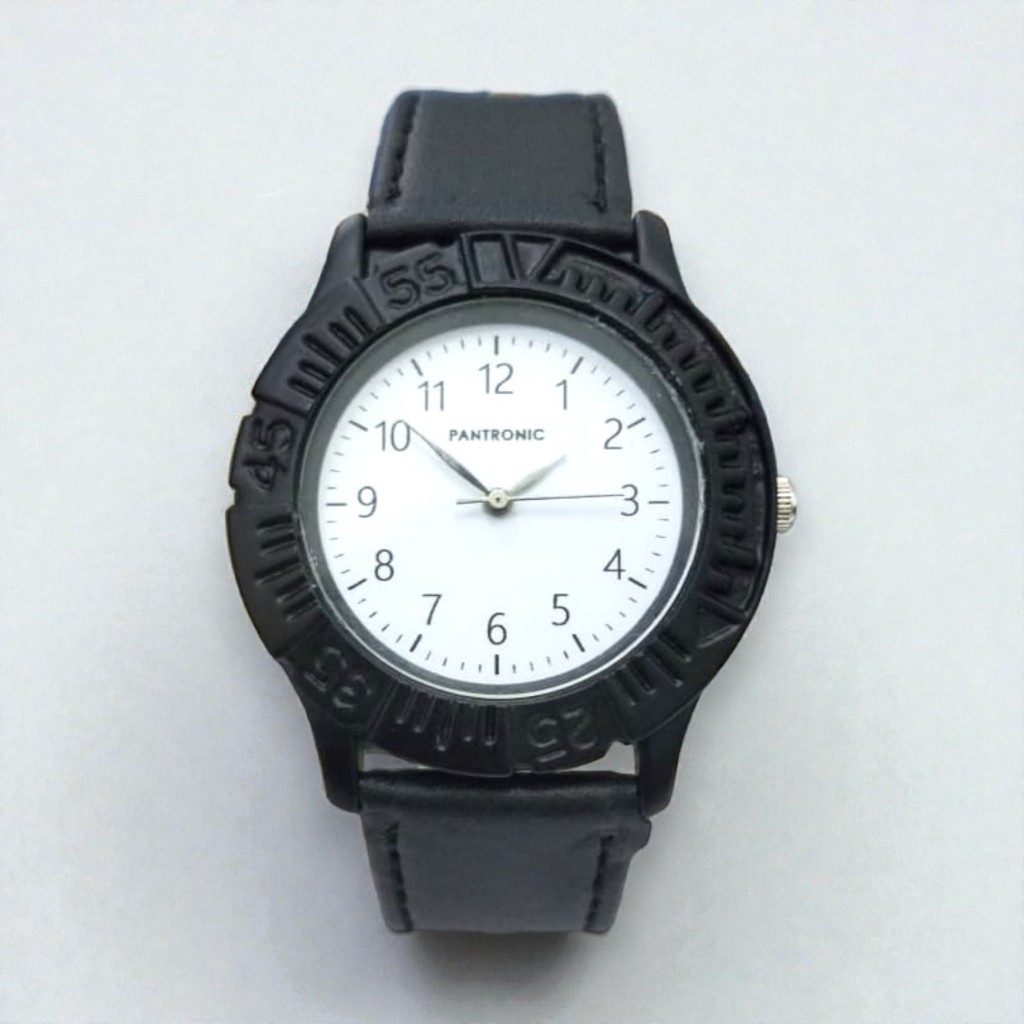Pantronic Jam Tangan Pria Analog Klasik Warna Hitam Tali PU PT1147