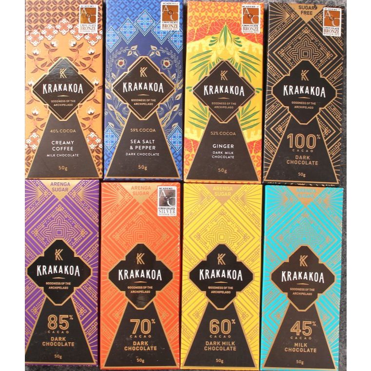 Krakakoa Chocolate Bar 50gr Coklat Varian Chilli Dark / Sea Salt Pepper Dark / Creamy Coffee Milk / 