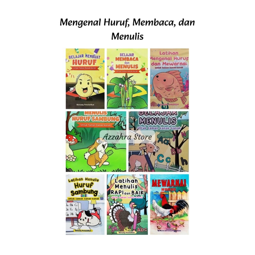 Buku Paket Mengenal Huruf Membaca Dan Menulis untuk TK Paud Bintang Pendidikan