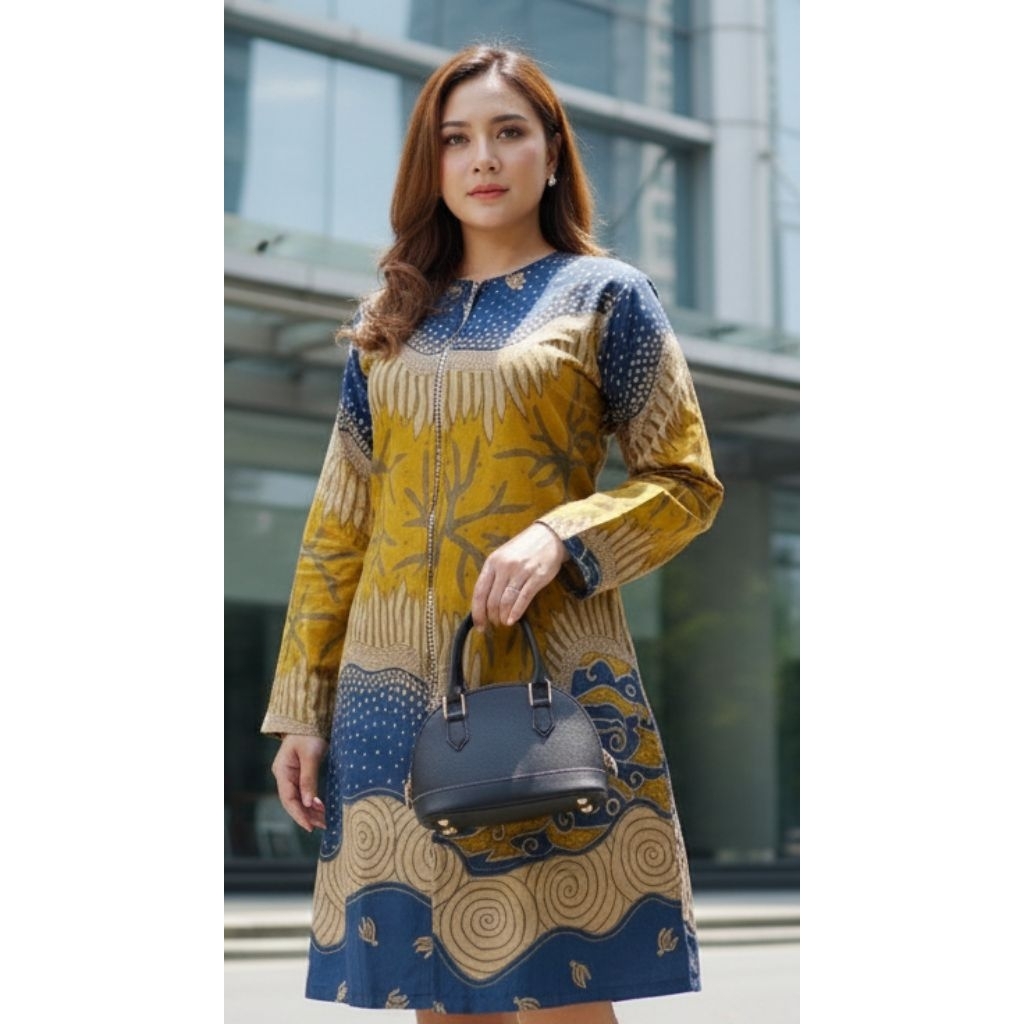 Baju Atasan Wanita Terbaru Tunik Batik Untuk Ke Kantor, Lapis Furing dan Cocok Untuk Busui Atasan Wa