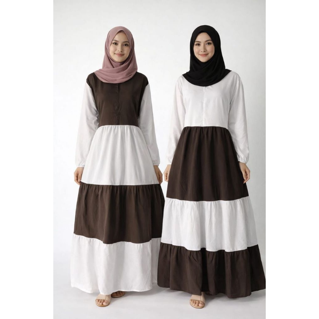 Gamis Kombinasi Polos