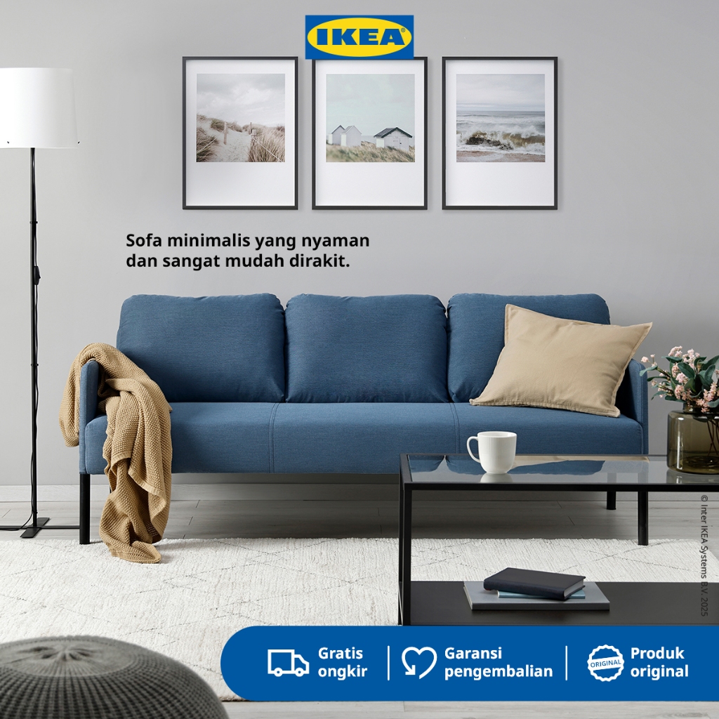 IKEA GLOSTAD Sofa 3 Dudukan Minimalis Knisa Biru