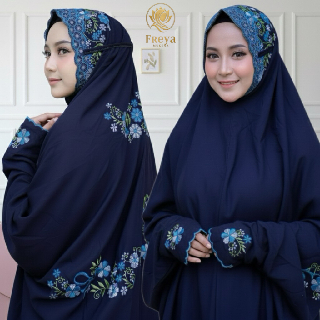 Mukena Terusan Putih Sutra look Lajuran | Kain Katun Polino Mikro Dingin & Anti Gerah | Bordir Bunga