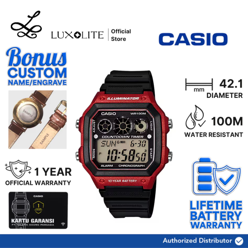 [Luxolite] CASIO Jam Tangan Pria Digital AE-1300WH-4AVDF/AE-1300WH-4AV/AE-1300WH-4A Resin Strap