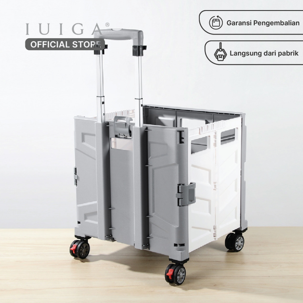 IUIGA  Foldable Storage Trolley Multifungsi Troli Barang 4 Roda