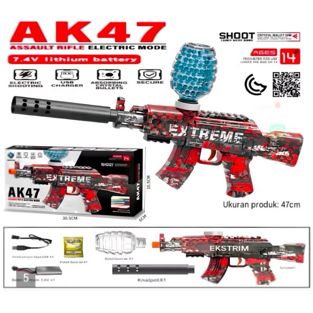 AK47 ELECTRIC TOY GN Mainan Tembakan Water Seru Bubble Keren Outdoor