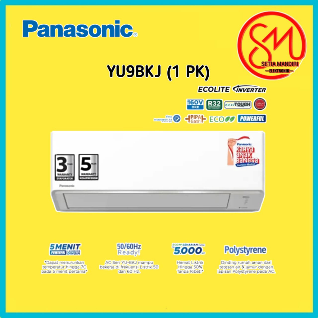 Panasonic AC Split Inverter YU Series 1PK | Low Watt | Hemat Listrik | CS-YU9BKJ