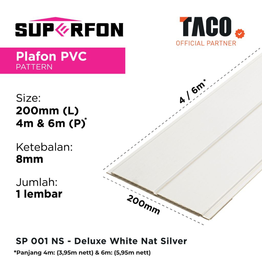 Superfon Plafon PVC SP 001 NS - Deluxe White Nat Silver