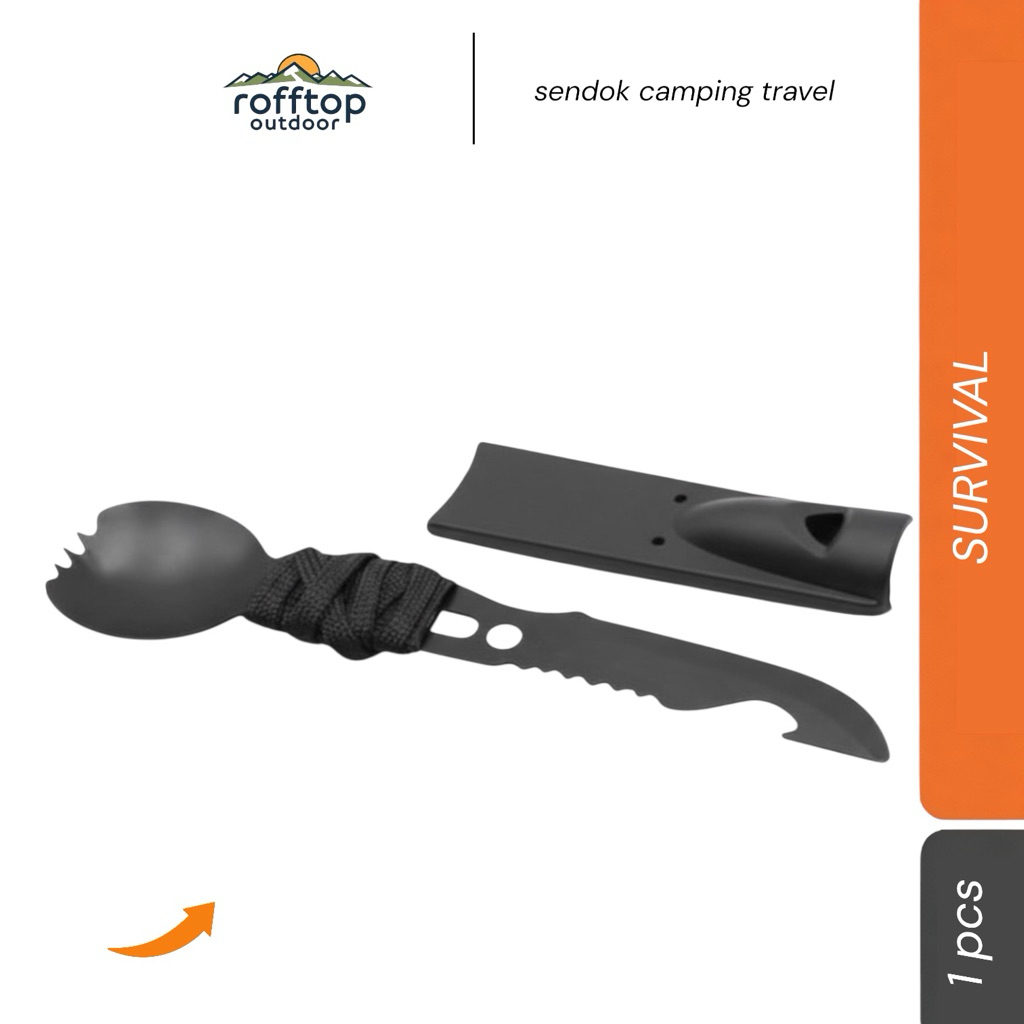 Petrified Fish Sendok Pisau Outdoor Camping EDC Tools Black rooftop