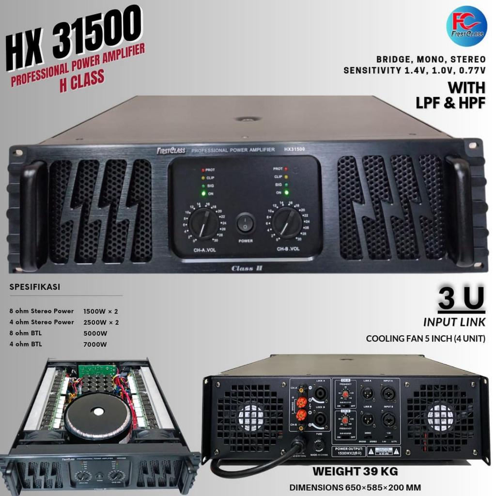 Power Balap Firstclass HX 31500 Tebal 3U 5000 Watt 8ohm Amplifier First Class HX31500