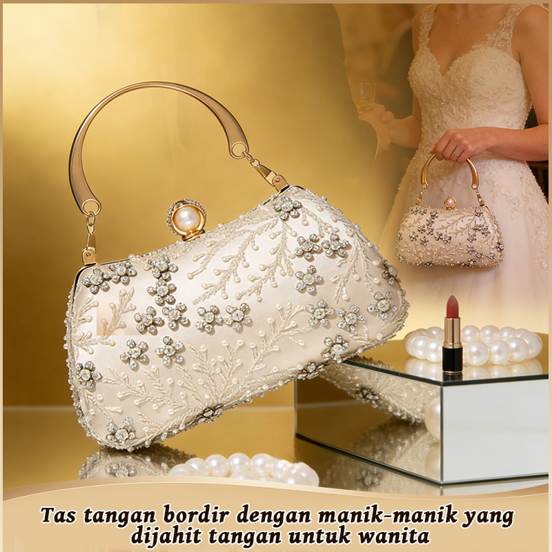 Tas Pesta Clutch Wanita Kristal Bunga Mewah Model Terbaru Clucth Tas bahu rantai Tas Seserahan Bling