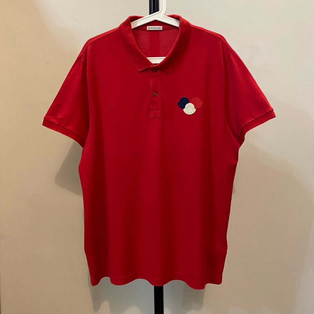 PRELOVED MONCLER LOGO PATCH POLO SHIRT RED