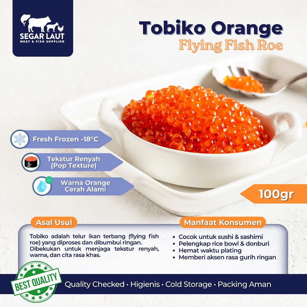 Tobiko Orange | Telur Ikan Flying Fish Roe Premium |Telur Ikan Terbang